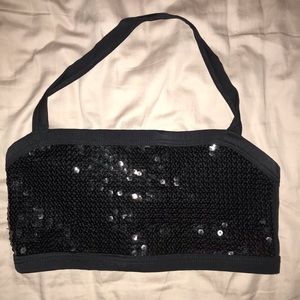 Black Sequin Sports Bra